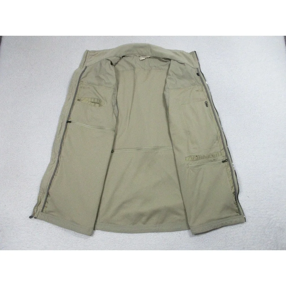 ExOfficio Vest‎ Mens Large Khaki Travel Multi Pocket Zip Front Outdoor Hiking